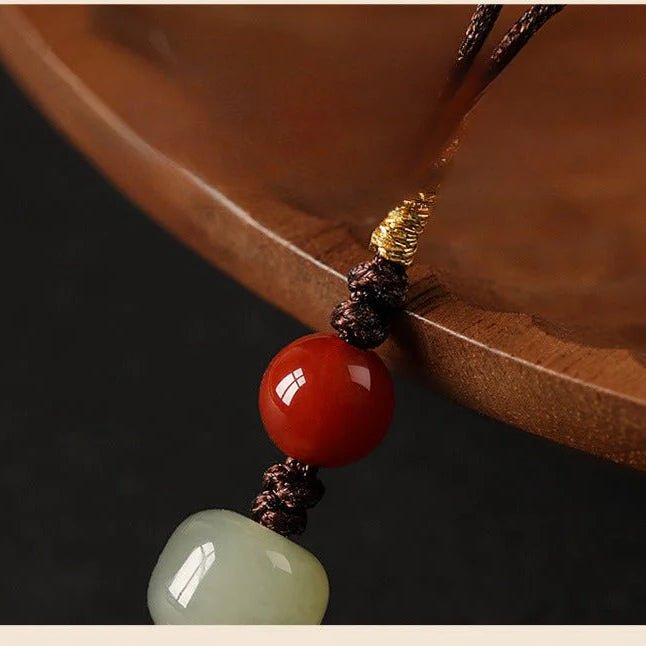 jade keychain: hetian ruyi lock with nanjiang red agate | star8s - star8s