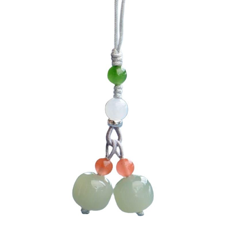 Jade Keychain Pendant with South Red Agate - Chinese Style Phone Charm & Keyring 🎋 - STAR8S