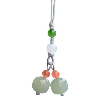 Jade Keychain Pendant with South Red Agate - Chinese Style Phone Charm & Keyring 🎋 - STAR8S