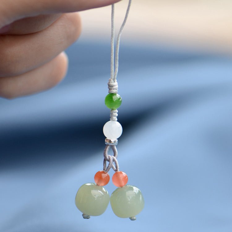 Jade Keychain Pendant with South Red Agate - Chinese Style Phone Charm & Keyring 🎋 - STAR8S