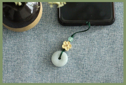🌿 Jade Keychain - Ping An Kou Pendant for Men and Women, Minimalist Phone Charm & Keyring Accessory 🌿 - STAR8S
