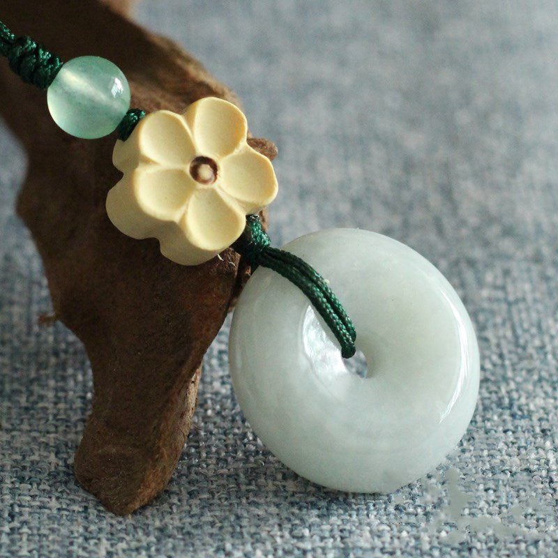 🌿 Jade Keychain - Ping An Kou Pendant for Men and Women, Minimalist Phone Charm & Keyring Accessory 🌿 - STAR8S