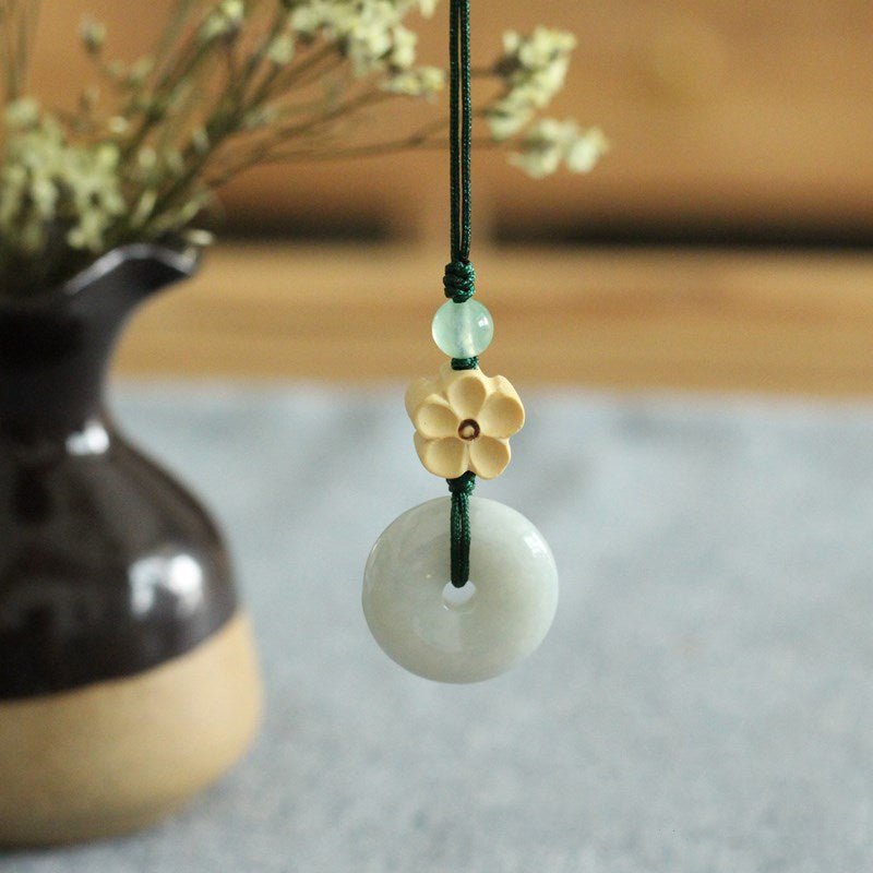 🌿 jade keychain - ping an kou pendant for men and women, minimalist phone charm & keyring accessory 🌿 - star8s