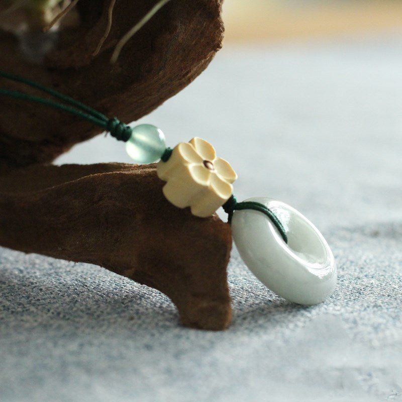 🌿 Jade Keychain - Ping An Kou Pendant for Men and Women, Minimalist Phone Charm & Keyring Accessory 🌿 - STAR8S