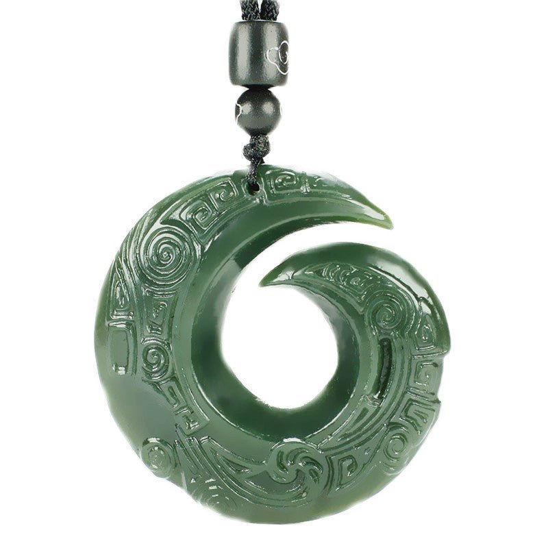 Jade Necklace - Double - Sided Cloud & Reincarnation Pendant, Hand - Carved Hetian Jade Amulet - STAR8S