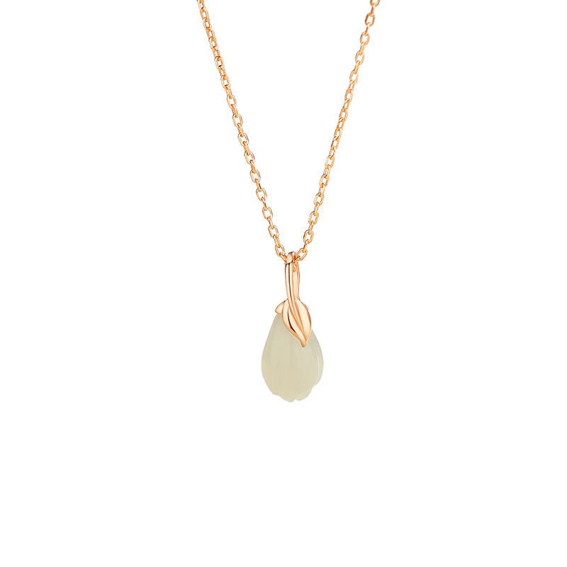 Jade Necklace Green - 925 Silver Hetian Magnolia Drop Design | STAR8S