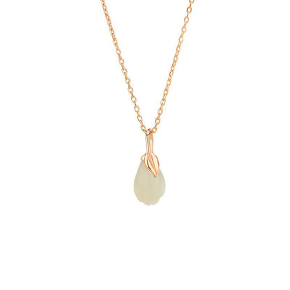 Jade Necklace Green - 925 Silver Hetian Magnolia Drop Design | STAR8S
