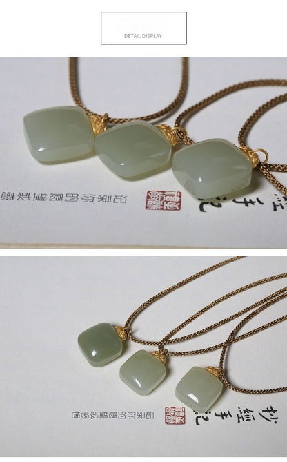 Jade Necklace Pendant | Simple & Elegant Minimalist Design for Men & Women | Natural Hetian Jade Pendant - STAR8S