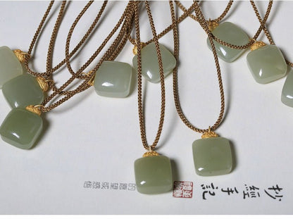 Jade Necklace Pendant | Simple & Elegant Minimalist Design for Men & Women | Natural Hetian Jade Pendant - STAR8S