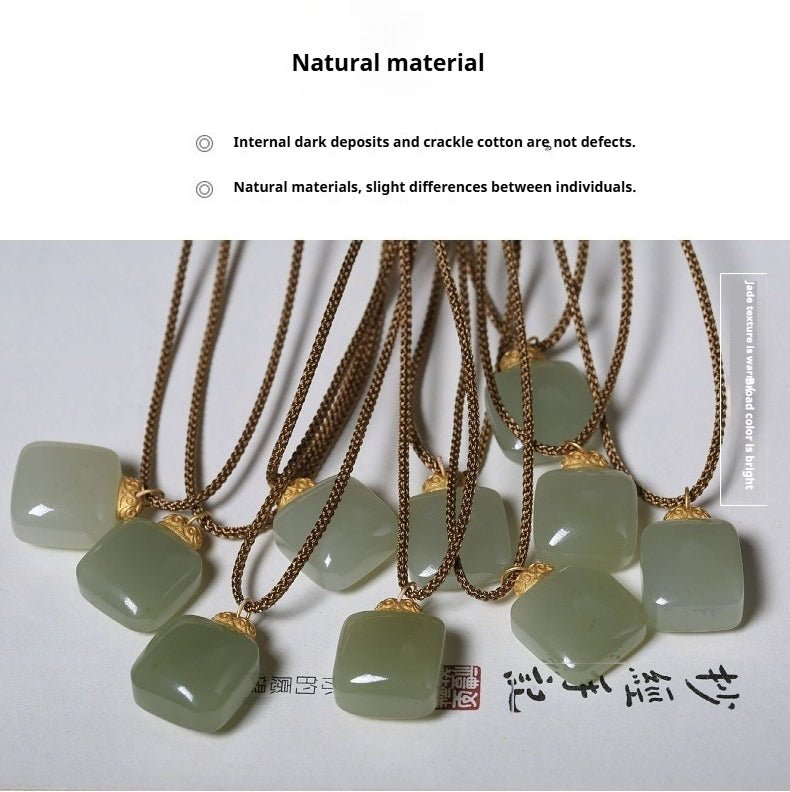 Jade Necklace Pendant | Simple & Elegant Minimalist Design for Men & Women | Natural Hetian Jade Pendant - STAR8S
