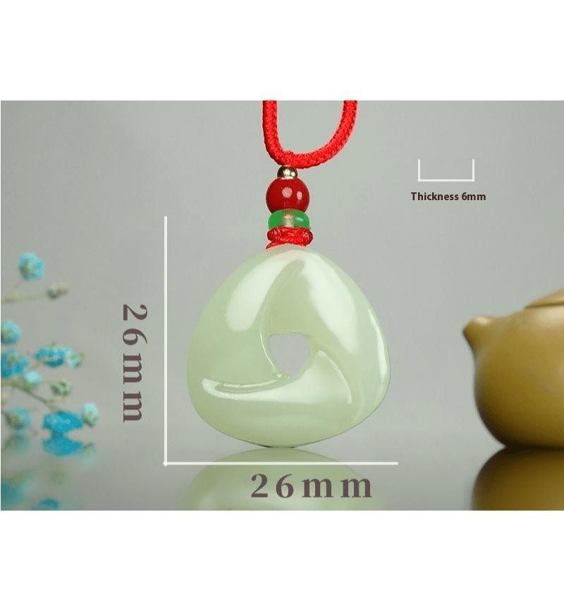 jade necklace - triangular hetian jade amulet pendant with colorful beads for good fortune and peace - star8s