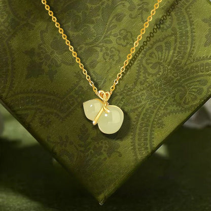 Jade Necklace with Gourd & Heart Charm - Sterling Silver 925 Heitian Good Fortune | STAR8S