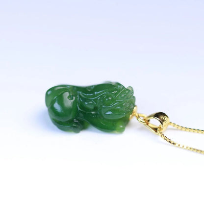 Jade Necklace with Heitian Pixiu Charm - Sterling Silver Unisex | STAR8S - STAR8S