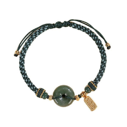 Jade Peaceful Disc Bracelet Handmade Adjustable Red String Bracelet | Spiritual Gift for Men and Women - STAR8S