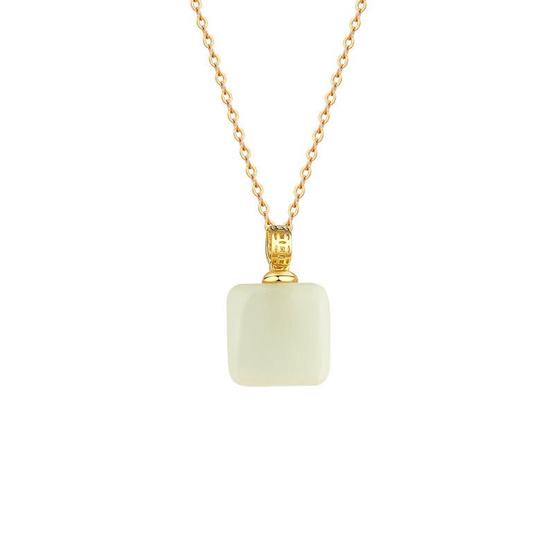 jade pendant necklace - hetian cube sugar 925 silver | star8s