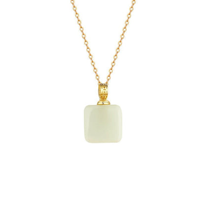 Jade Pendant Necklace - Hetian Cube Sugar 925 Silver | STAR8S