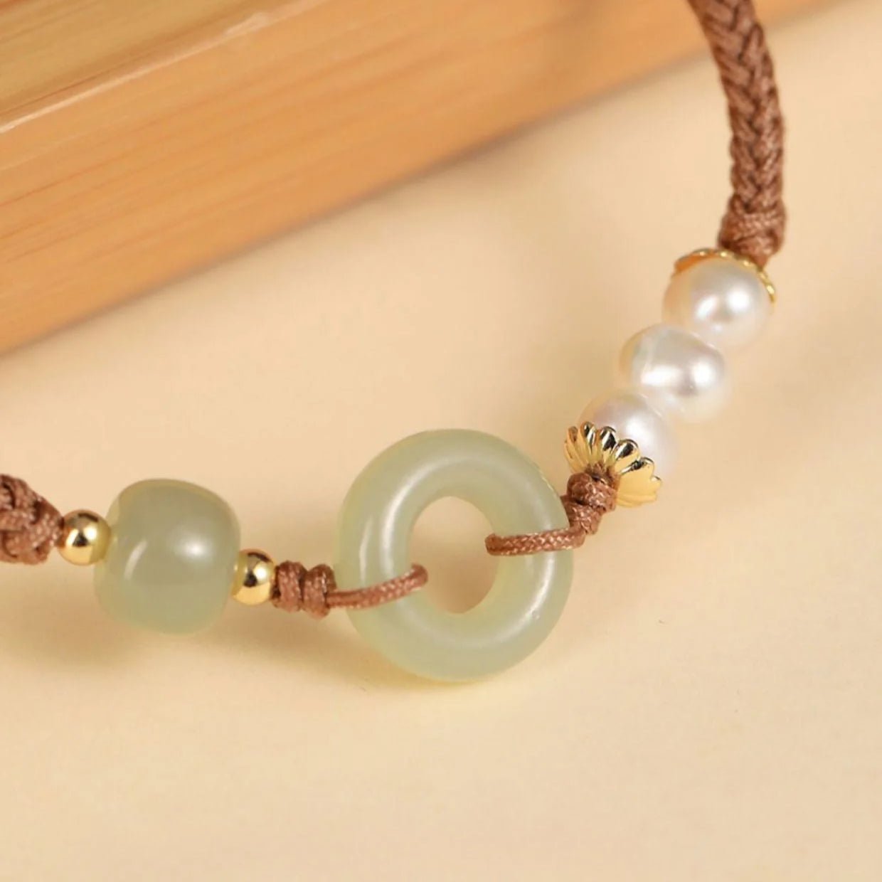 jade safety knot red string bracelet‌ - hetian pearl friend gift | star8s - star8s