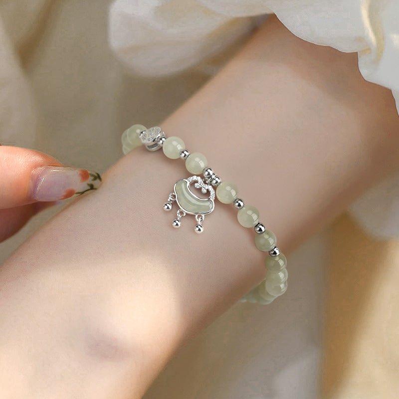 jade stone bracelet - hetian jade, 925 silver, longevity lock, ruyi, coin | star8s