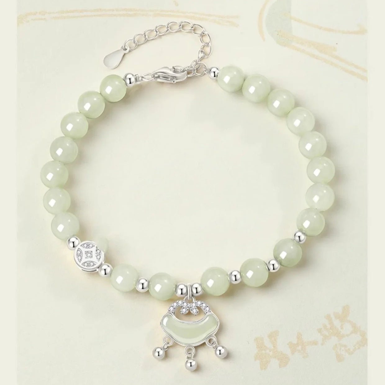 Jade Stone Bracelet - Hetian Jade, 925 Silver, Longevity Lock, Ruyi, Coin | STAR8S - STAR8S