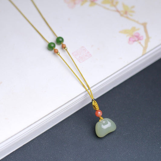 Jade Stone Necklace - Heitian Hanging Lock Pendant for Men & Women‌ | STAR8S