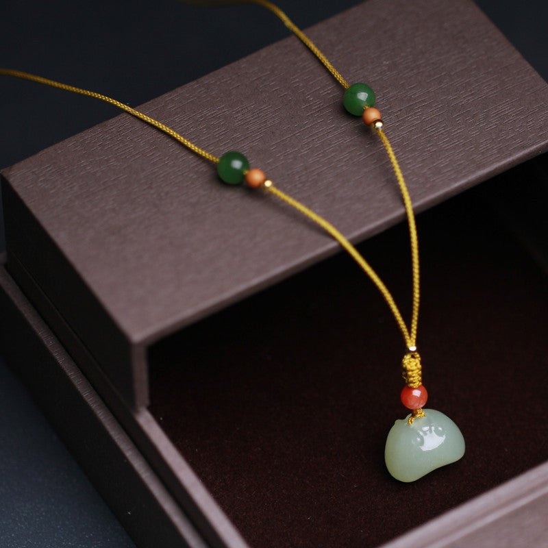 Jade Stone Necklace - Heitian Hanging Lock Pendant for Men & Women‌ | STAR8S
