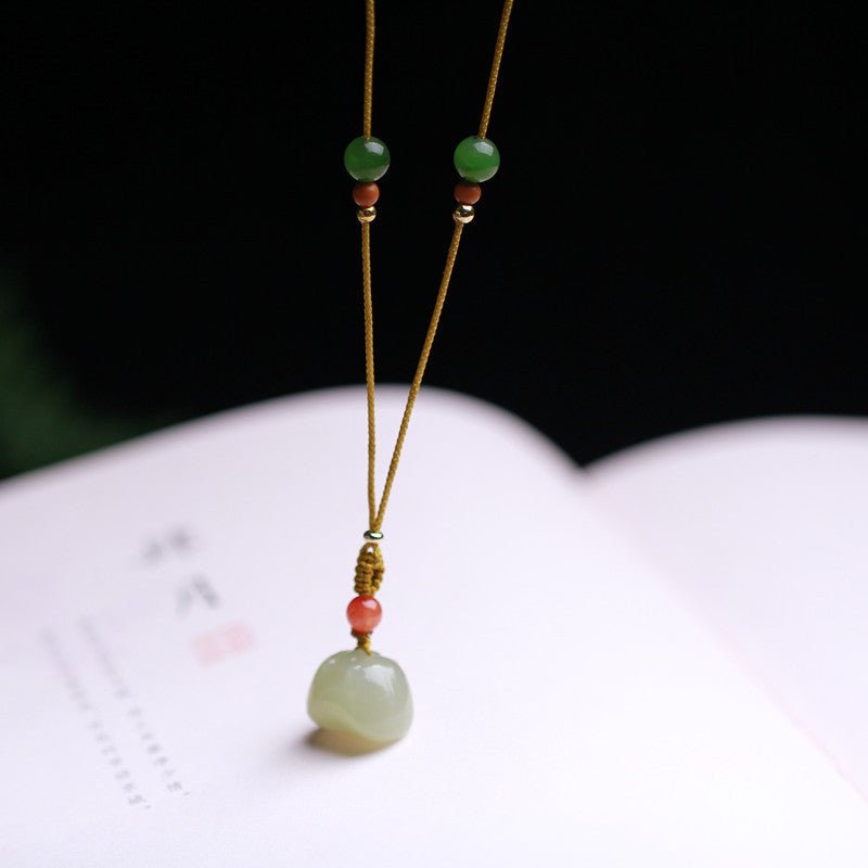 jade stone necklace - heitian hanging lock pendant for men & women‌ | star8s