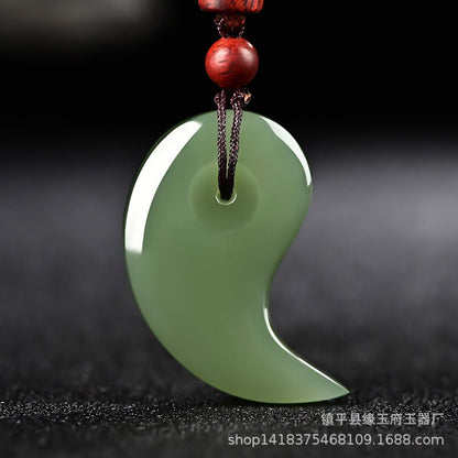 🌿 Jade Tai Chi Yin Yang Pendant - 💎 Feng Shui Dual Fish Pair, Unisex, Couples, Luck and Protection Amulet Necklace 🧘‍♂️🧘‍♀️ - STAR8S