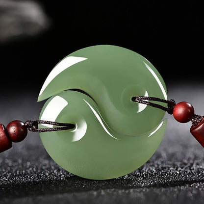 🌿 Jade Tai Chi Yin Yang Pendant - 💎 Feng Shui Dual Fish Pair, Unisex, Couples, Luck and Protection Amulet Necklace 🧘‍♂️🧘‍♀️ - STAR8S