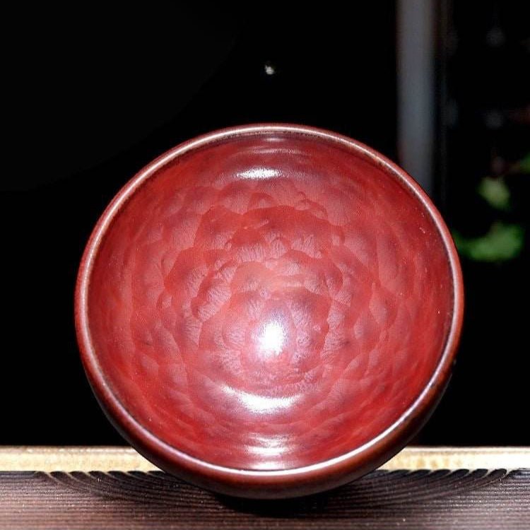 Jianzhan Tea Cup – Handmade Persimmon Red Auspicious Clouds, Luxurious & Exquisite - STAR8S