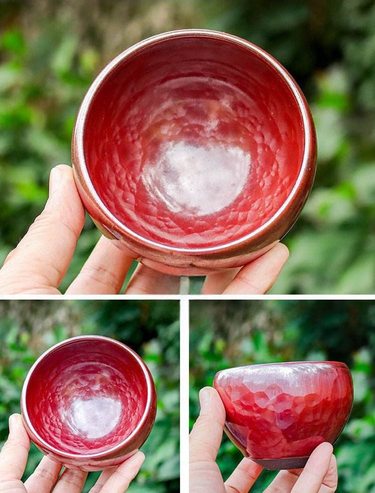 jianzhan tea cup – handmade persimmon red auspicious clouds, luxurious & exquisite - star8s
