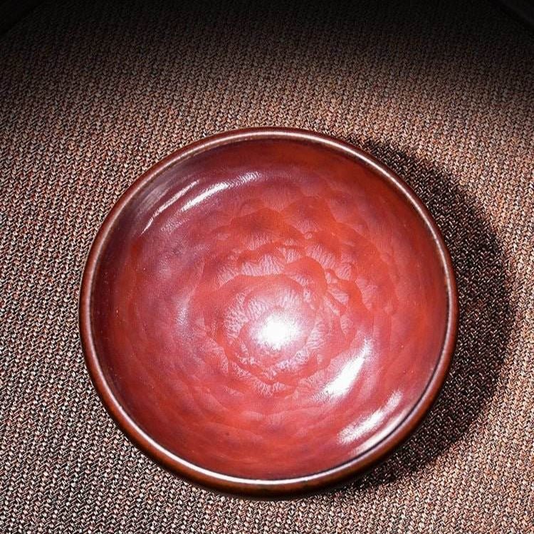 jianzhan tea cup – handmade persimmon red auspicious clouds, luxurious & exquisite - star8s