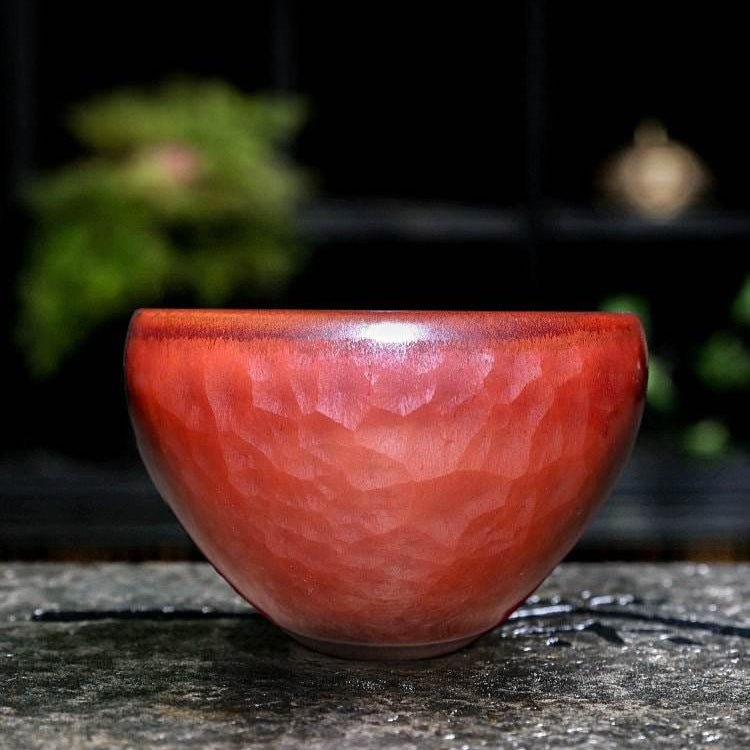 Jianzhan Tea Cup – Handmade Persimmon Red Auspicious Clouds, Luxurious & Exquisite - STAR8S