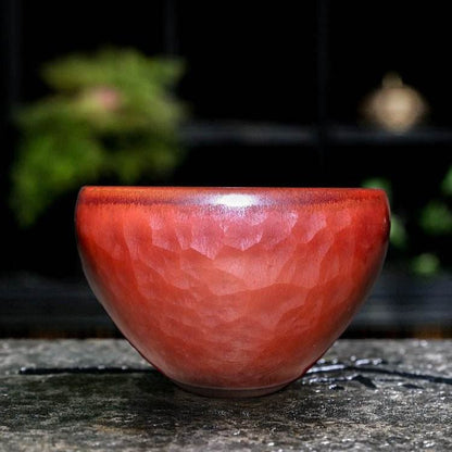 Jianzhan Tea Cup – Handmade Persimmon Red Auspicious Clouds, Luxurious & Exquisite - STAR8S