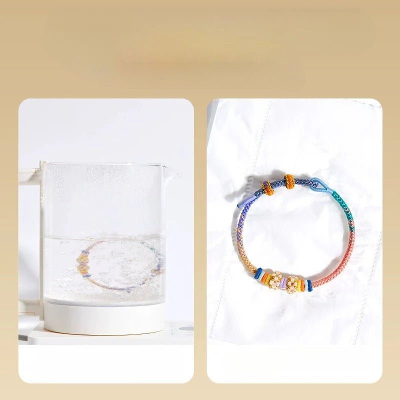 kuromi handmade red string bracelet | colorful braided cord with golden accents | diy charm bracelet - star8s