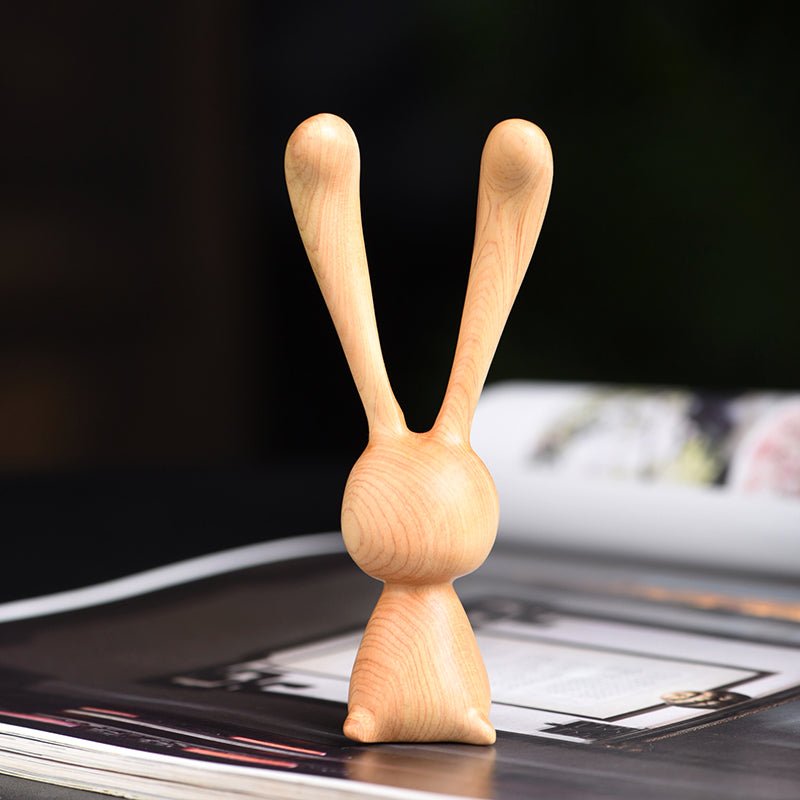 long - eared rabbit wooden massager comb – natural head, face & scalp massager for relaxation - star8s