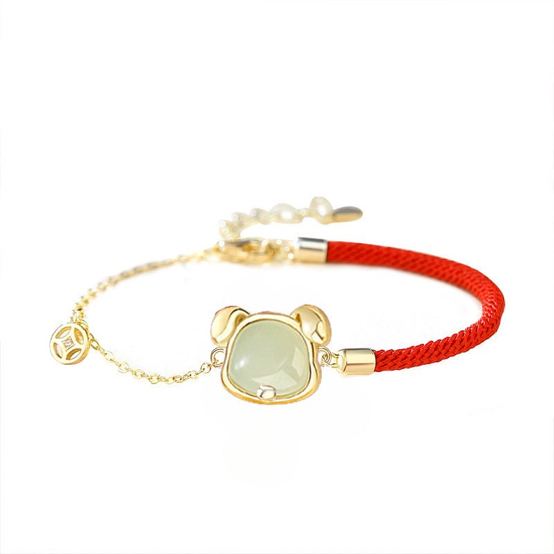 Lucky Jade Bracelet - Hetian Jade, 925 Silver, Chinese Zodiac, Snake | STAR8S
