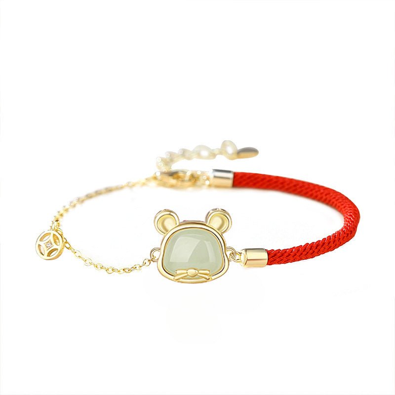 Lucky Jade Bracelet - Hetian Jade, 925 Silver, Chinese Zodiac, Snake | STAR8S