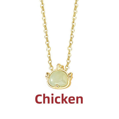 Lucky Jade Stone Necklace - Chinese Zodiac Hetian Jade 925 Sterling Silver | STAR8S