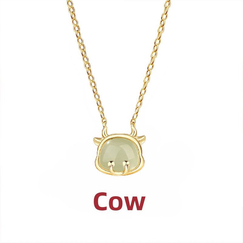 Lucky Jade Stone Necklace - Chinese Zodiac Hetian Jade 925 Sterling Silver | STAR8S