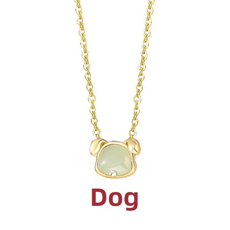 Lucky Jade Stone Necklace - Chinese Zodiac Hetian Jade 925 Sterling Silver | STAR8S