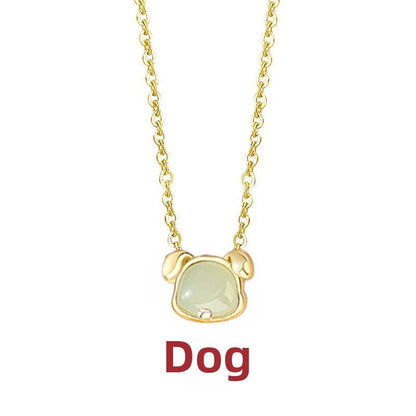 Lucky Jade Stone Necklace - Chinese Zodiac Hetian Jade 925 Sterling Silver | STAR8S