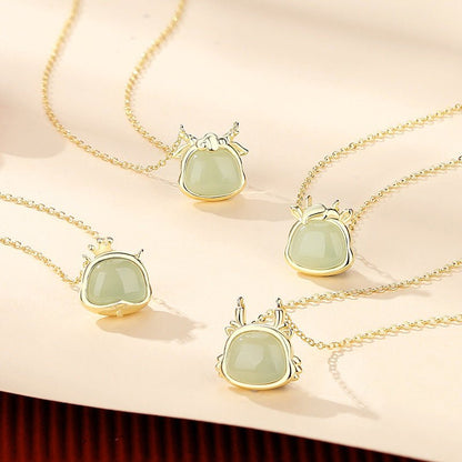 Lucky Jade Stone Necklace - Chinese Zodiac Hetian Jade 925 Sterling Silver | STAR8S