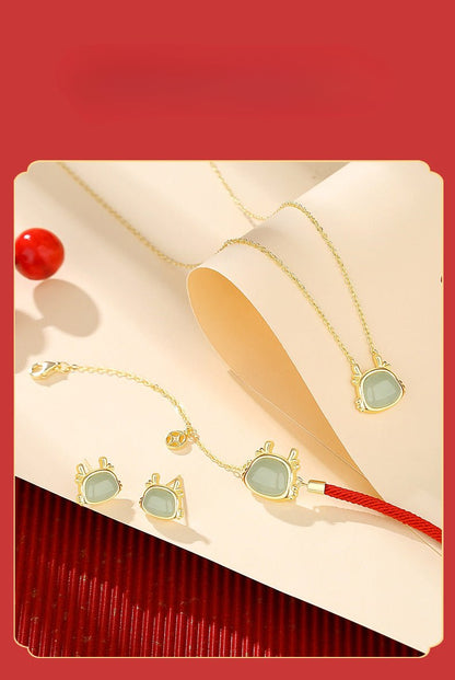 Lucky Jade Stone Necklace - Chinese Zodiac Hetian Jade 925 Sterling Silver | STAR8S