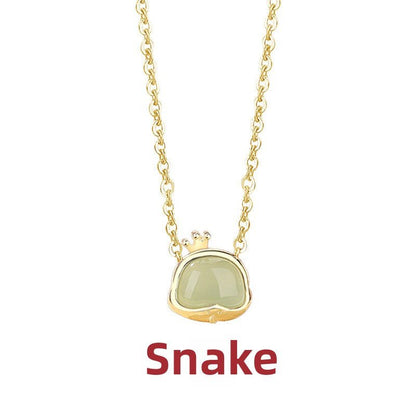 Lucky Jade Stone Necklace - Chinese Zodiac Hetian Jade 925 Sterling Silver | STAR8S