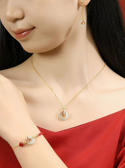 Lucky Koi Fish Ear Studs for Women - 925 Silver Hetian Jade Long Earrings | STAR8S - STAR8S