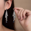 Luxe Blue Crystal Tassel Earrings – Geometric Drop Design for Women | Elegant Party Statement Jewelry