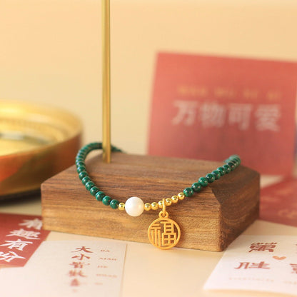 Malachite & Pearl Delicate Bracelet – Good Things Are Coming - STAR8S