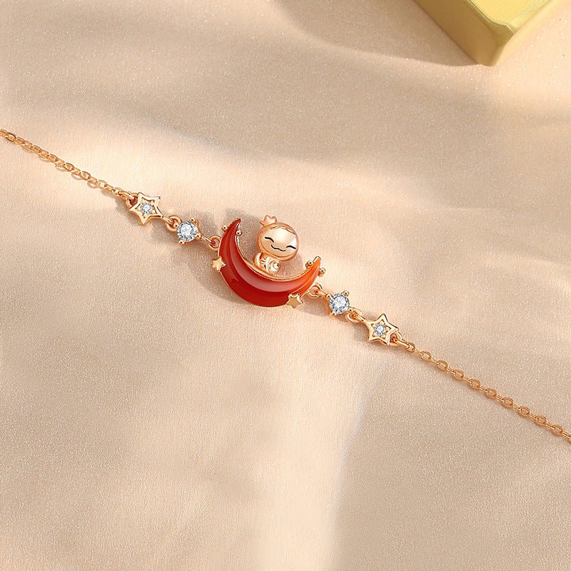 moon boat jade pendant bracelet - 925 silver hetian snake jewelry | star8s