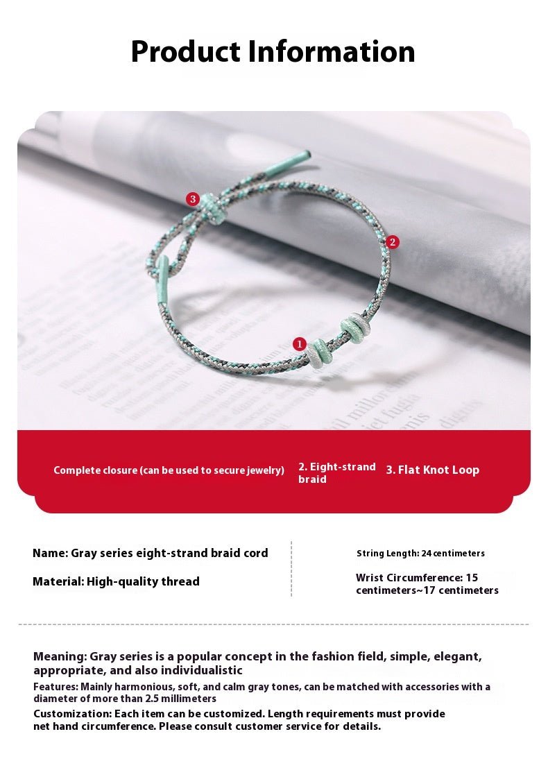 Multicolor Grey Series 8 - Strand Red String Bracelet – Adjustable Unisex Bracelet | STAR8S - STAR8S