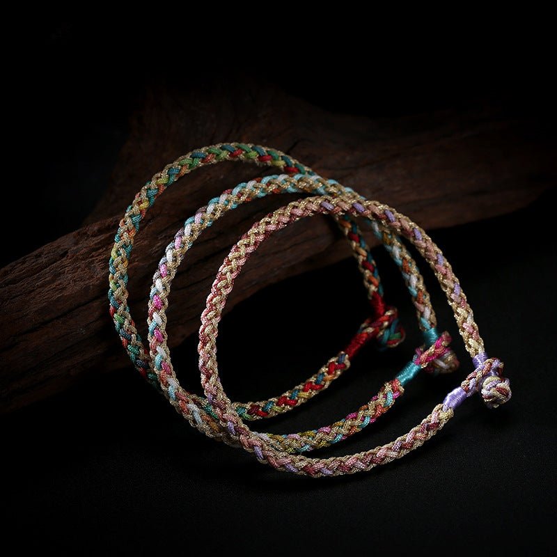 Multicolor Woven Bracelet with Diamond Knot | Handmade Jewelry for Couples - STAR8S